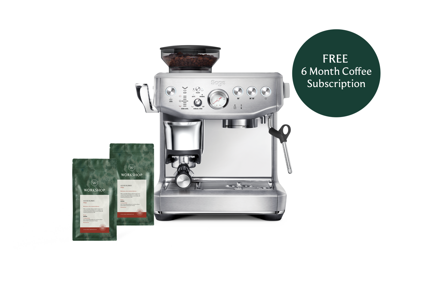 Sage Barista Express Impress | Free 6 Month Coffee Subscription