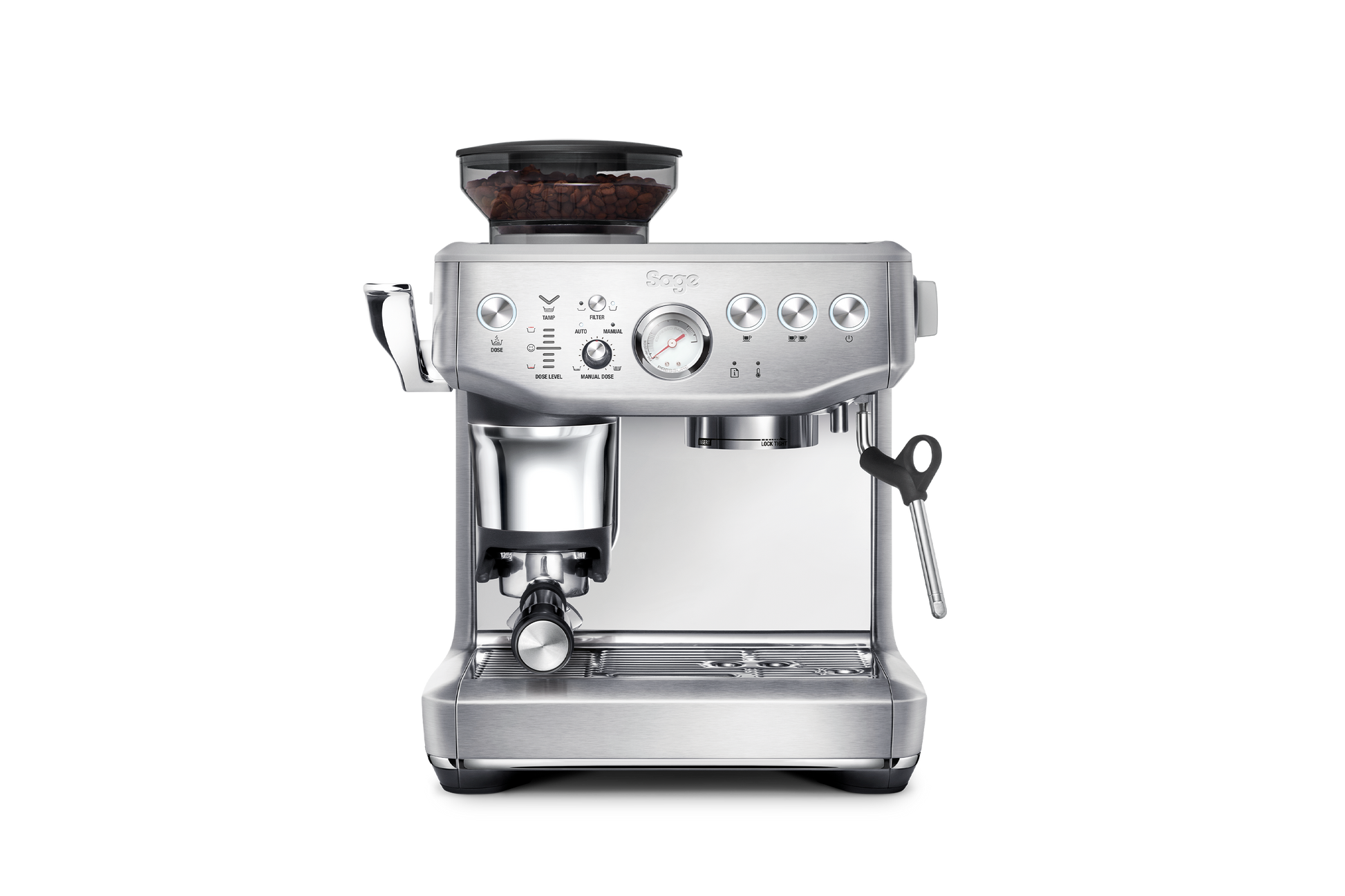 For those looking for a little assistance in pulling perfect espresso at home, the Sage Barista Express Impress supports with an in-built grinder & intelligent dosing & tamping.